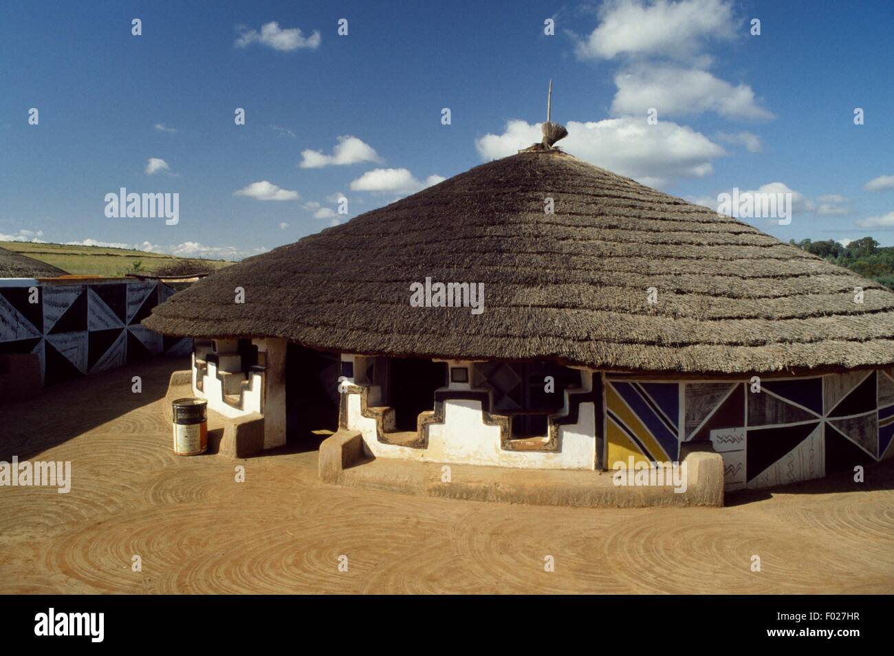 Hut in a Ndebele village, South Africa. Stock Photo