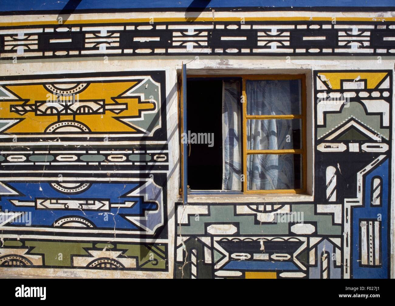 Mural in a Ndebele village, South Africa. Stock Photo