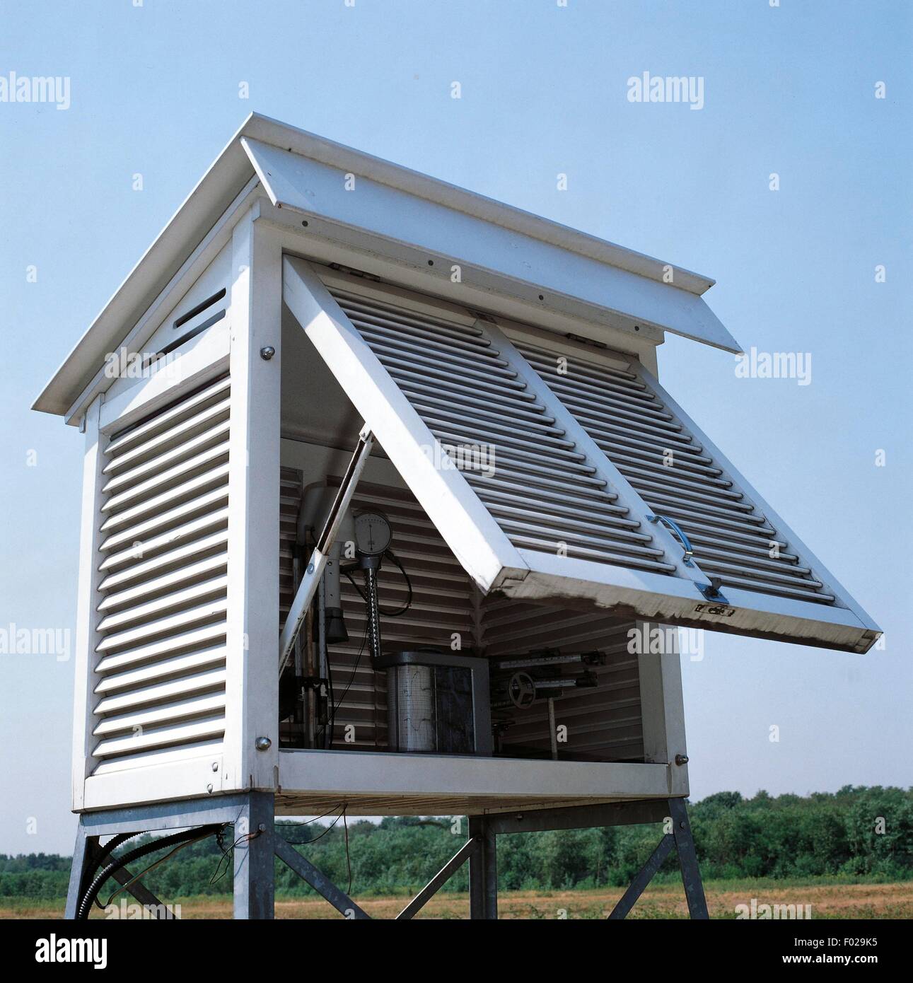Part of a weather station, a Stevenson screen, containing