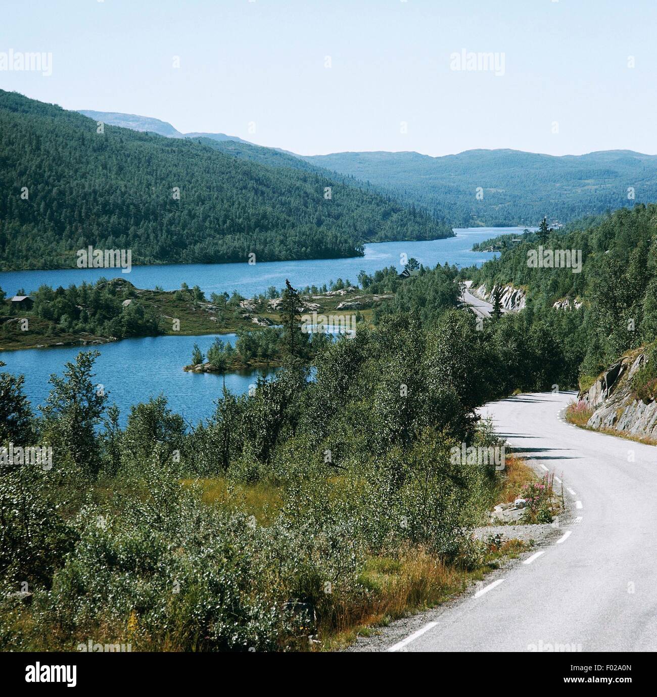 Road along Lake Telemark, Norway Stock Photo Alamy