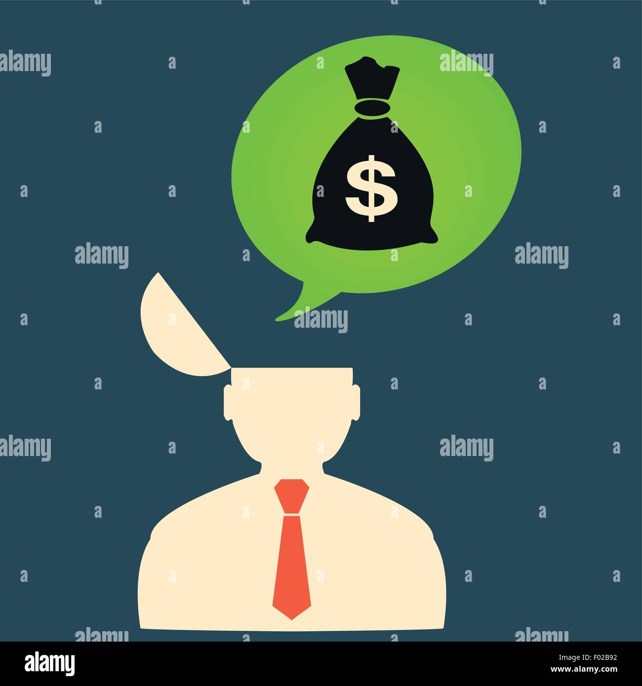 Flat icon man thinks about big money Stock Vector