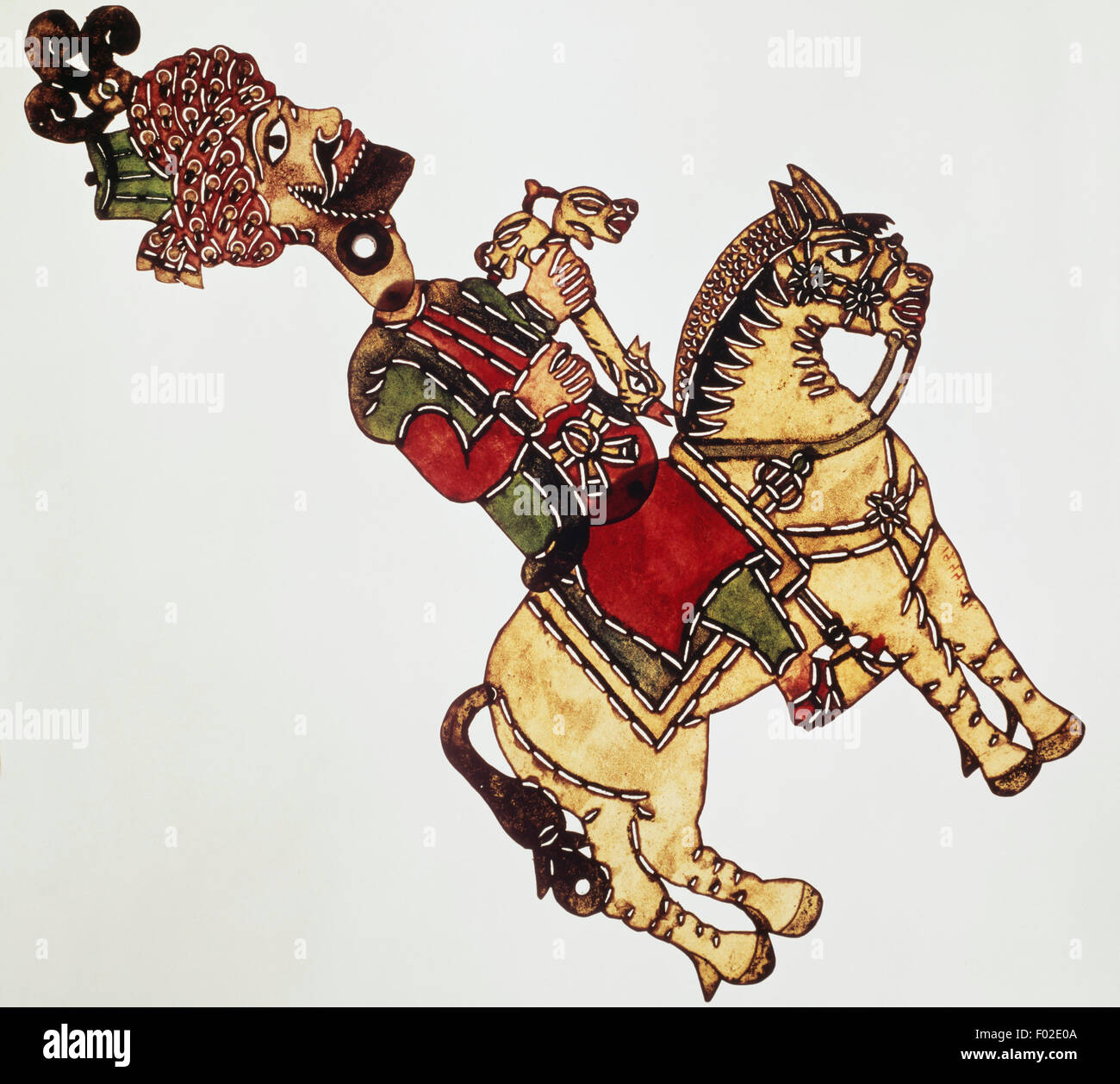 Knight riding a horse, shadow theatre figure, Turkey. Stock Photo