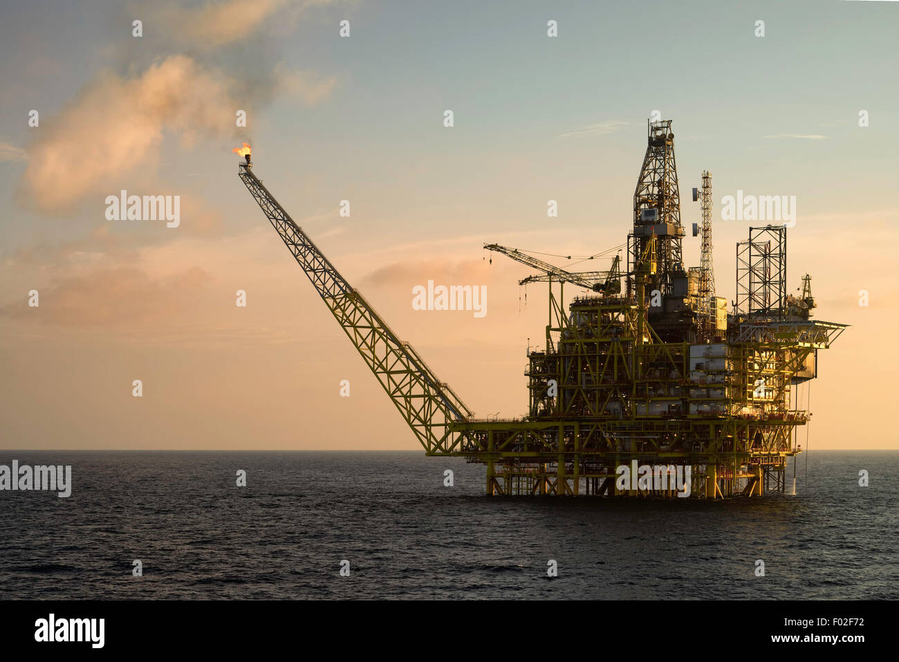 Close-up of an oil platform at sea Stock Photo
