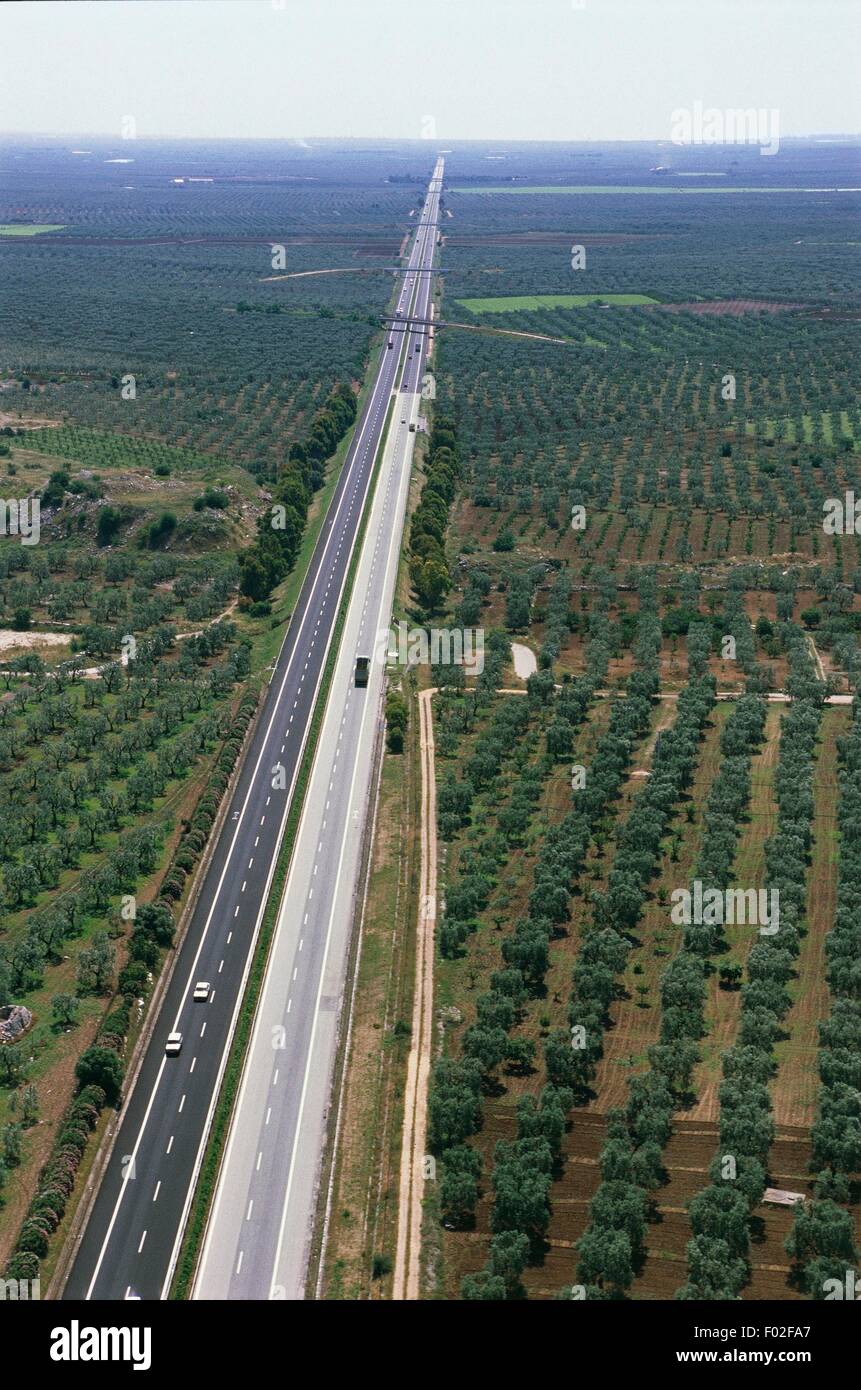 Aerial view of the Adriatica A14 highway near Trani Province of Bari, Apulia Region, Italy Aerial view of the Adriatica A14 highway near Trani Province of Bari, Apulia Region, Italy