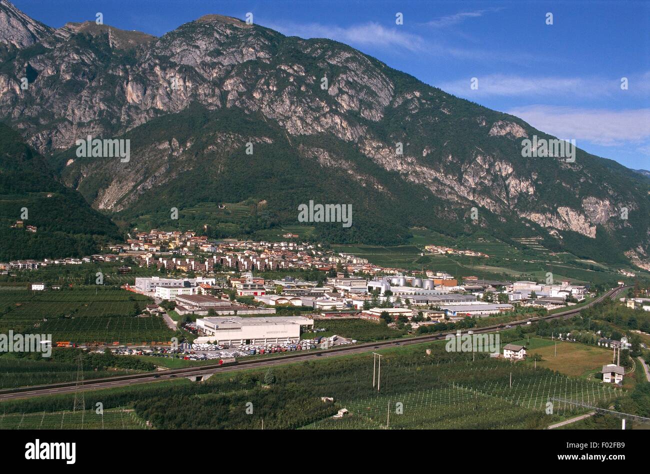Aerial view of Trento, industrial area - Trentino-Alto Adige Region, Italy Stock Photo