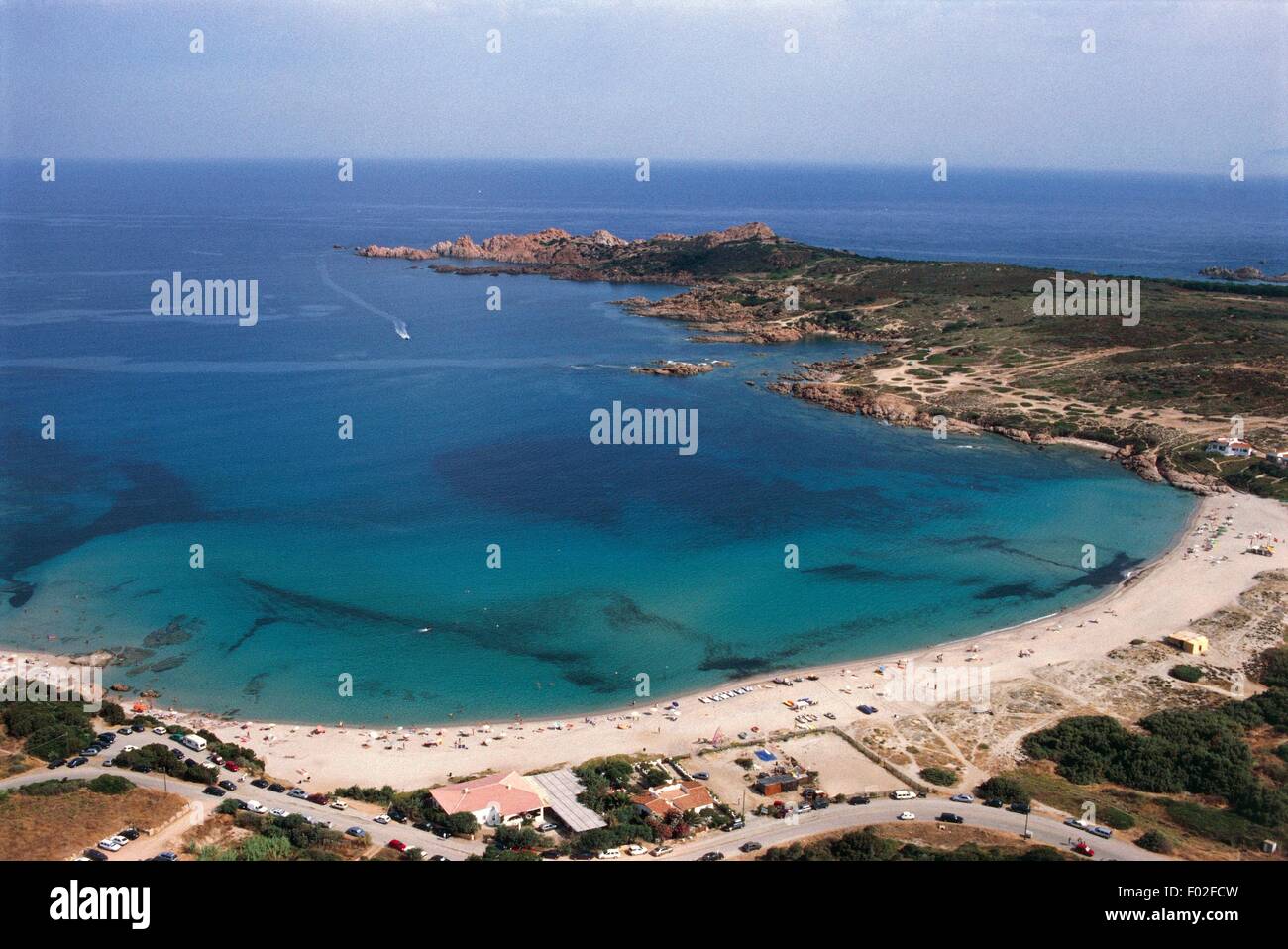 Aerial view of a beach near Isola Rossa, Frazione of Trinita' d'Agultu e Vignola - Province of Olbia-Tempio, Sardinia Region, Italy Stock Photo