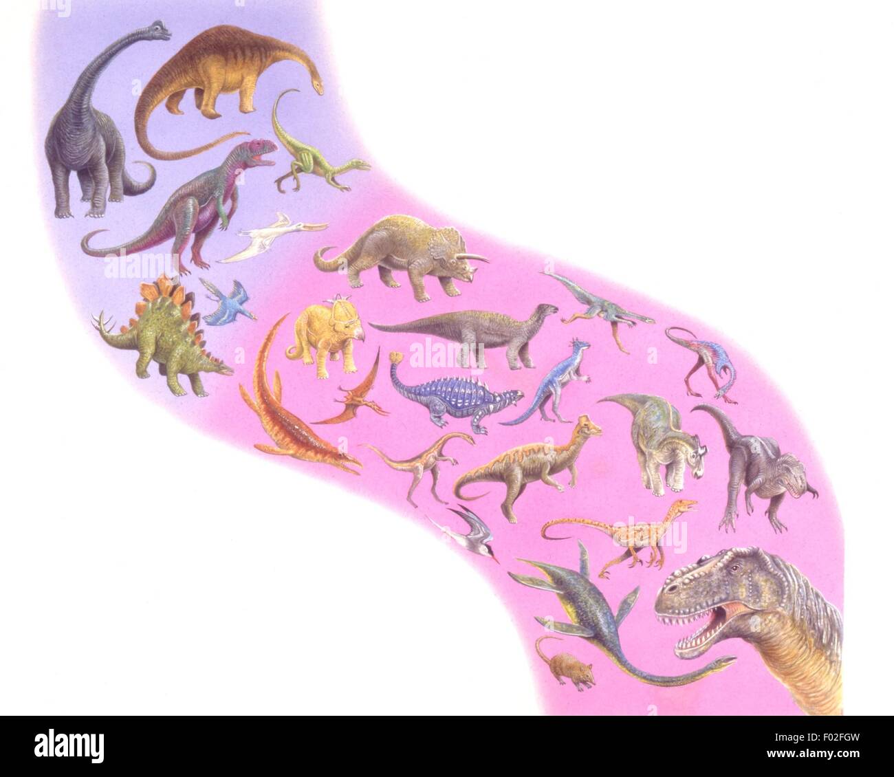 Palaeozoology - Mesozoic period - Dinosaurs - Art work by Steve Roberts Stock Photo