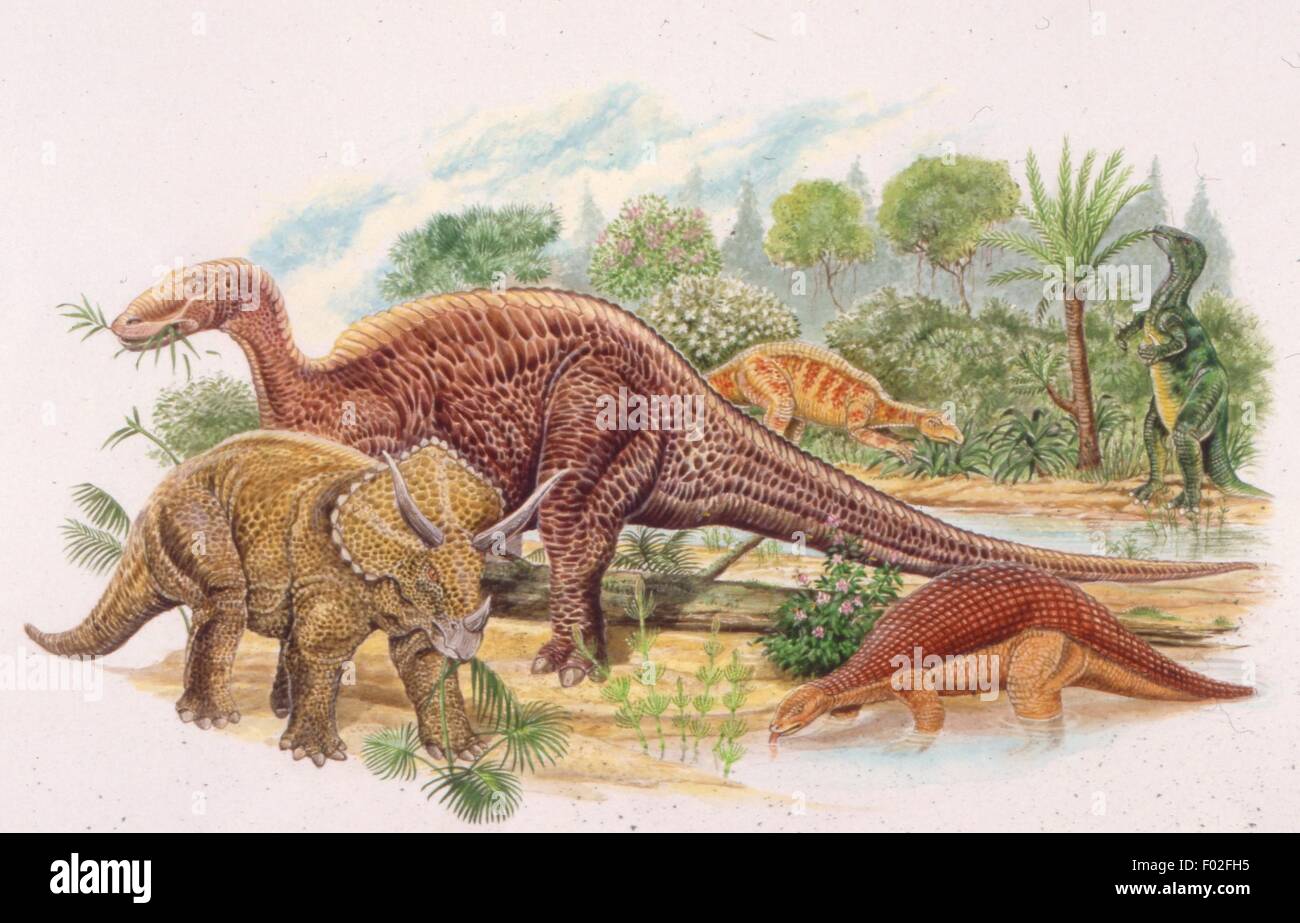 Palaeozoology - Cretaceous period - Dinosaurs - Art work by Brin Edwards Stock Photo