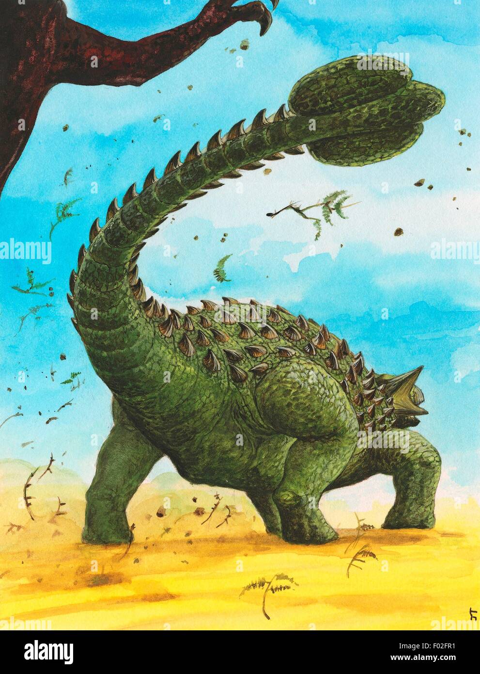 Shamosaurus scutatus, Ankylosauridae, Early Cretaceous. Illustration. Stock Photo