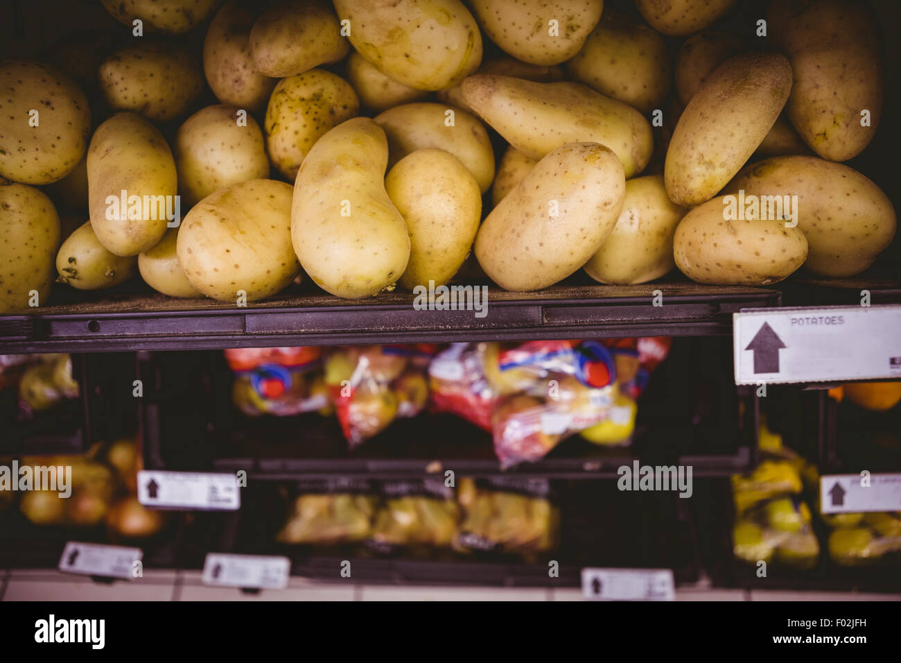 Potato shelf at the supermarket Stock Photo Alamy