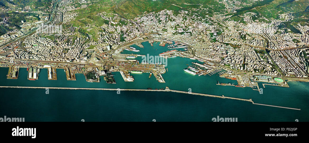 Aerial view of Genoa - Liguria Region, Italy Stock Photo
