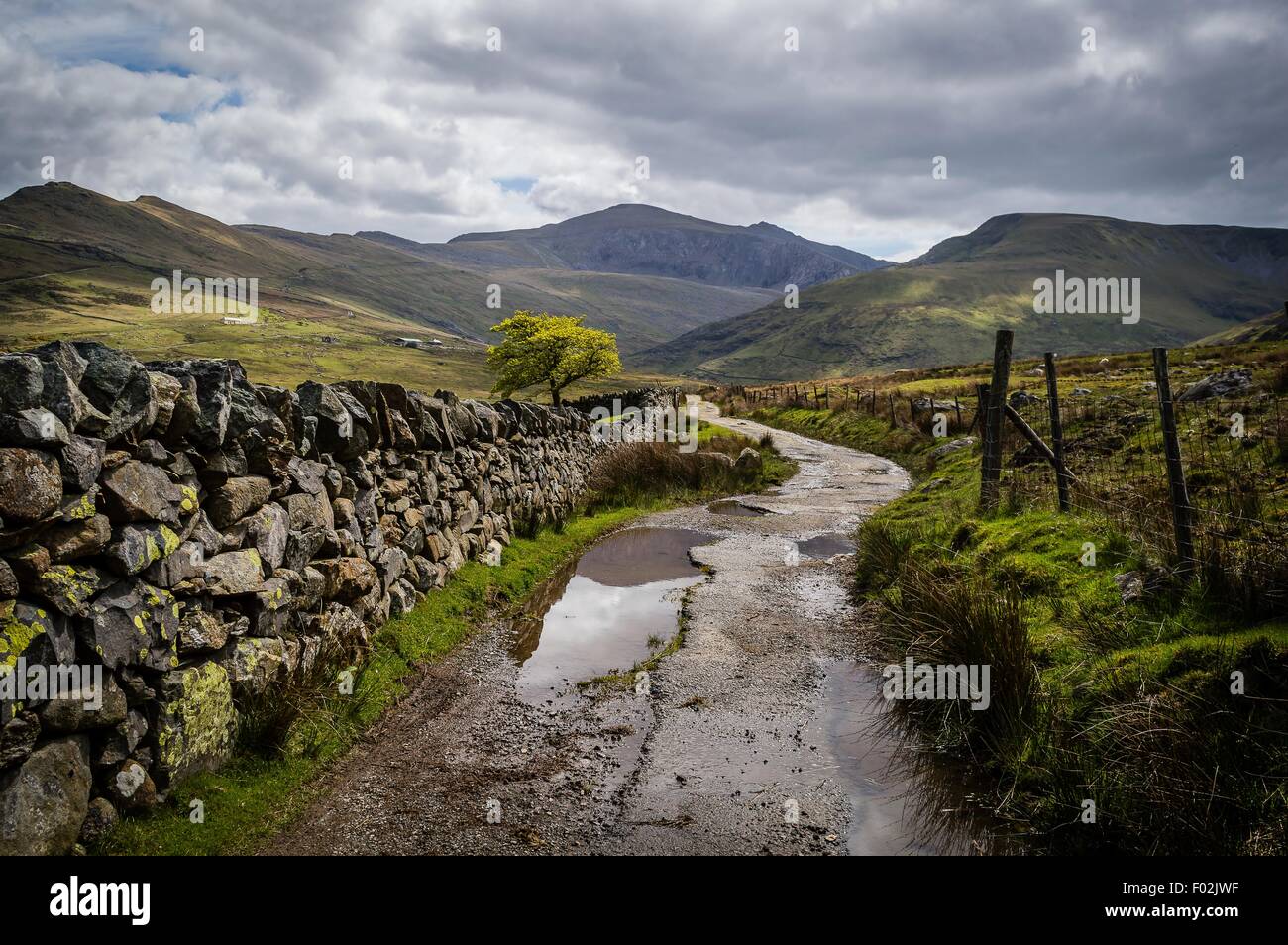 Winding path to Mount Snowdon, wales, United Kingdom Stock Photo