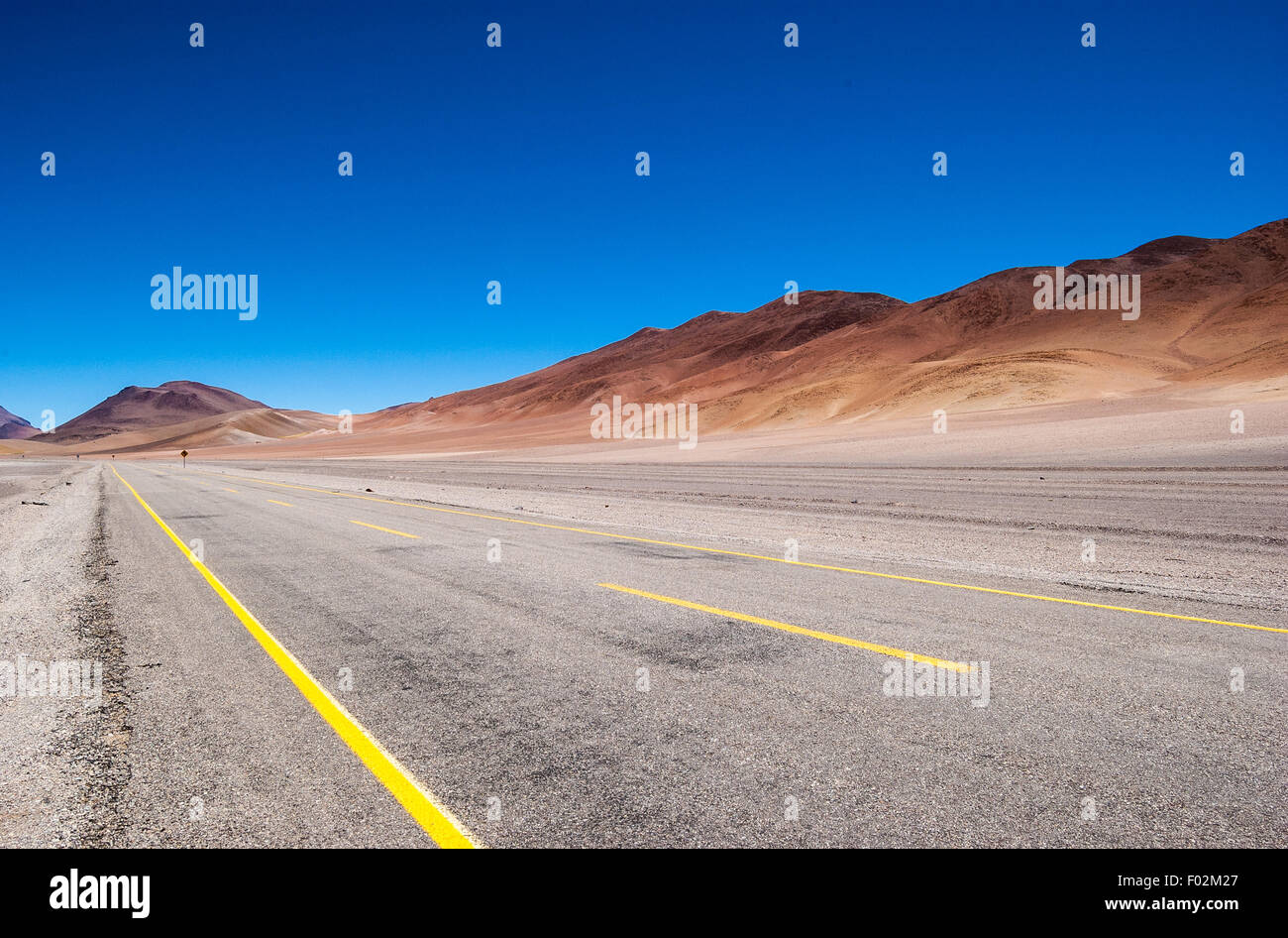 Empty road in Atacama Desert, Paso de Jama, Chile Stock Photo