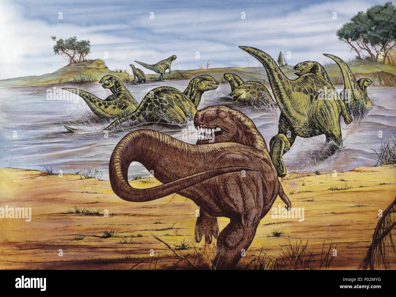 Palaeozoology - Cretaceous period - Dinosaurs - Anatotitan - Art work by Neil Lloyd Stock Photo
