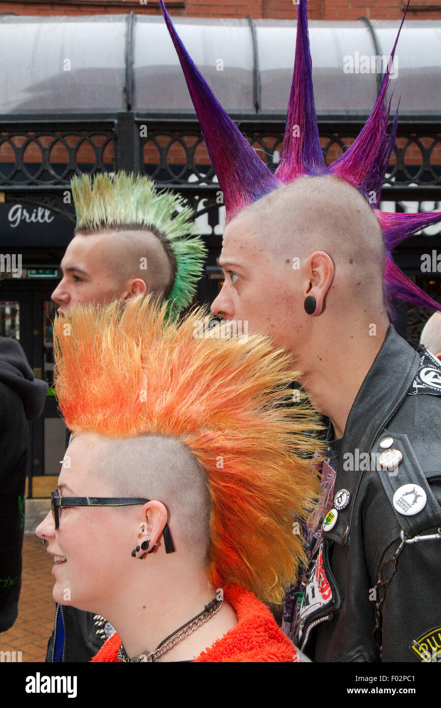 a punk rock rebel rebelling rebellion Blackpool festival spike spiked spiky  mohican mohawk hair hairstyle outlaw steampunk doc martens rock rocker  Stock Photo - Alamy