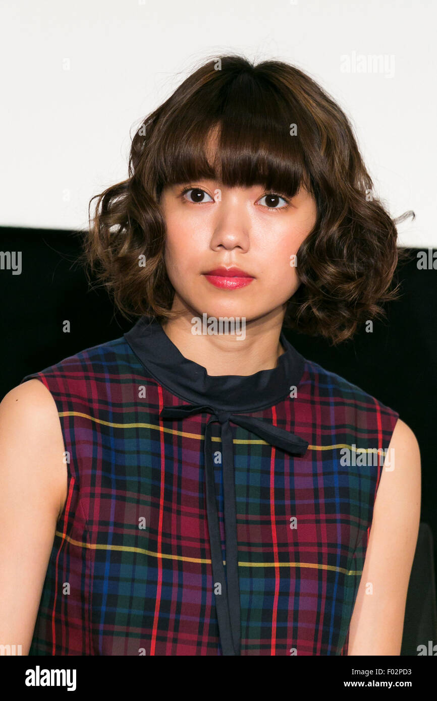 Actress Fumi Nikaido attends a talk event for the movie This Country's Sky (Kono Kuni No Sora) on August 6, 2015, Tokyo, Japan. Writer Ebina, who herself lost six members of her family during the Great Tokyo Air Raid (firebombing of Tokyo) on August 6th 1945, called on the audience to reflect about war. The film is based on Tanizaki Prize-winning 1982 novel ''Kono Kuni no Sora'' by Yuichi Takai, and will be released on August 8th. August 6th is the 70 anniversary of the U.S. atomic bombing of Hiroshima city. © Rodrigo Reyes Marin/AFLO/Alamy Live News Stock Photo