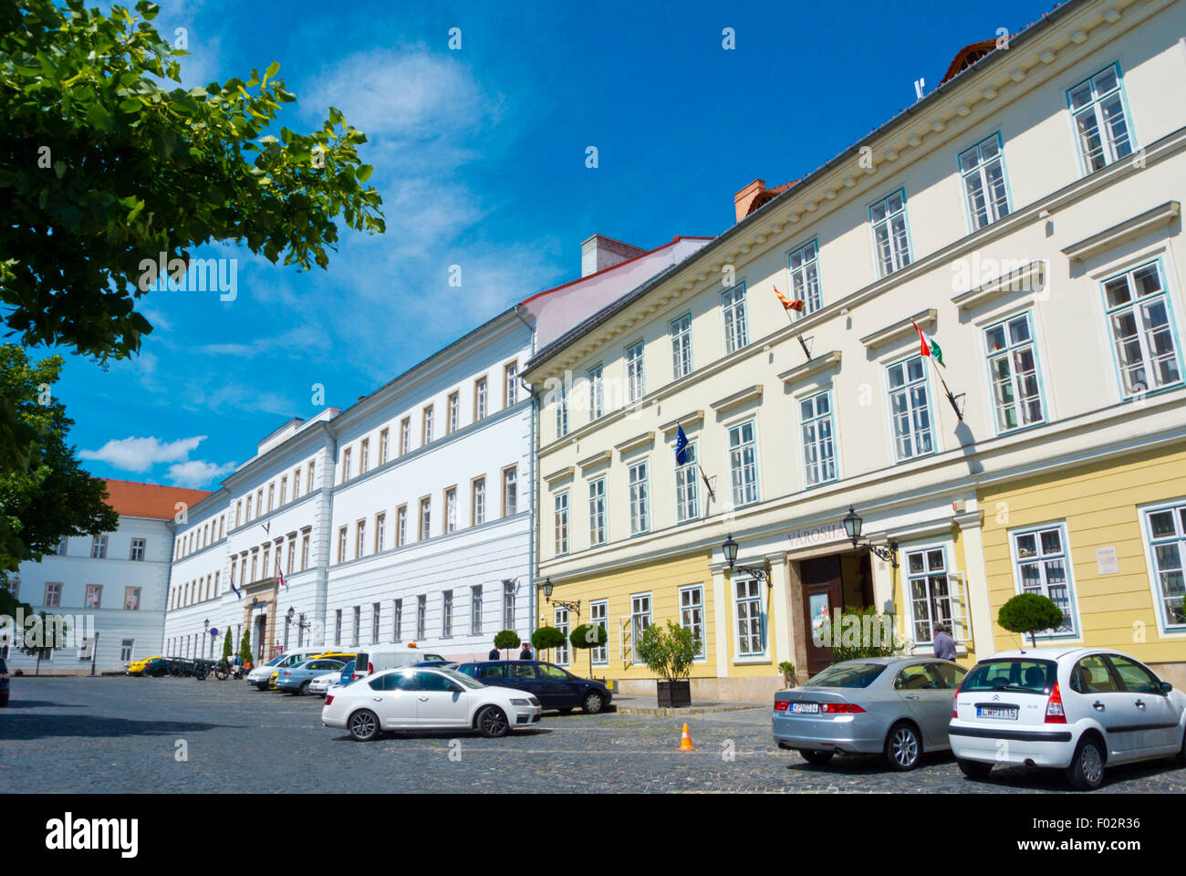 Varoshaz, Town Hall, and War History Museum, Kapisztran ter, Castle district, Buda, Budapest, Hungary, Stock Photo