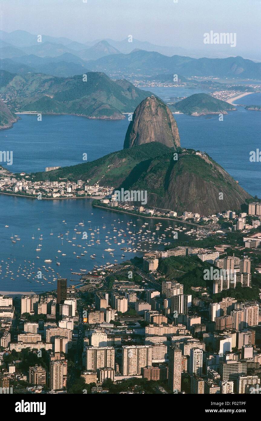 Aerial view of Rio de Janeiro and Sugar Loaf Mountain - State of Rio de ...