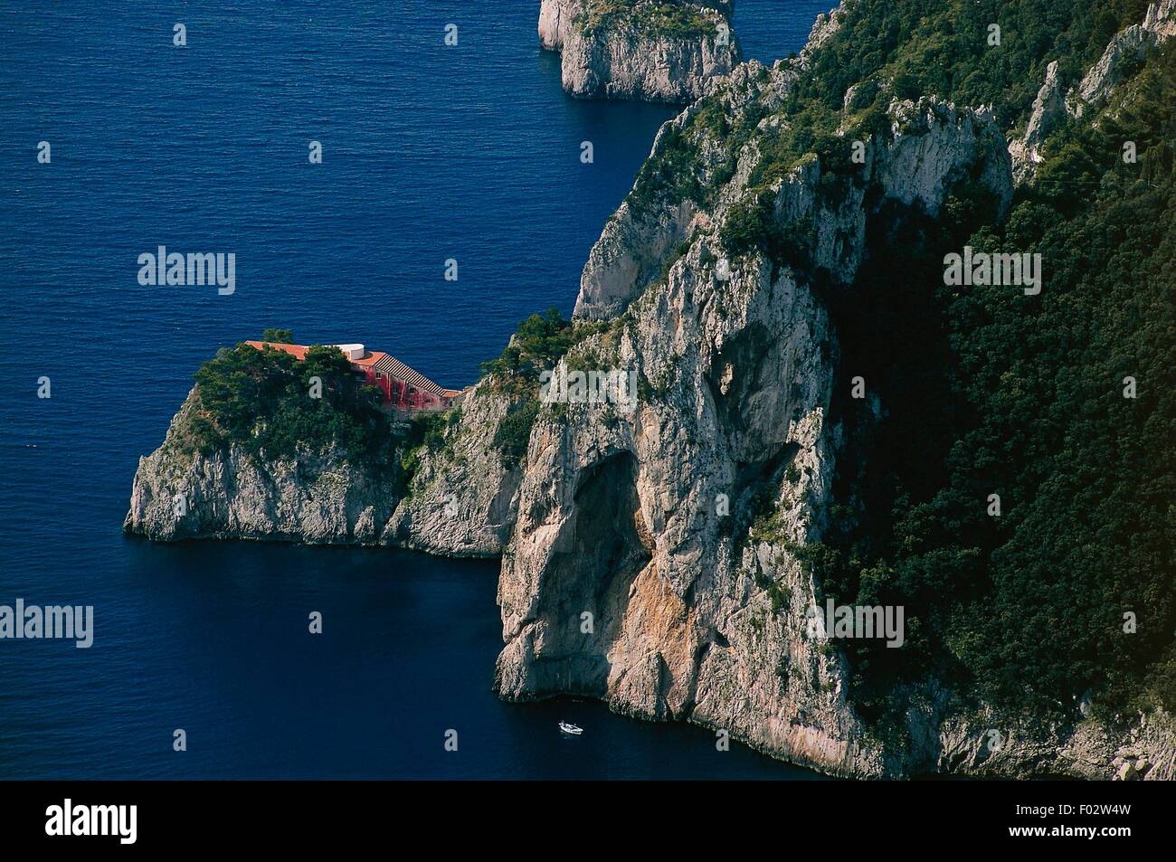 Massullo Point and Villa Malaparte, Capri, Campania, Italy. Stock Photo