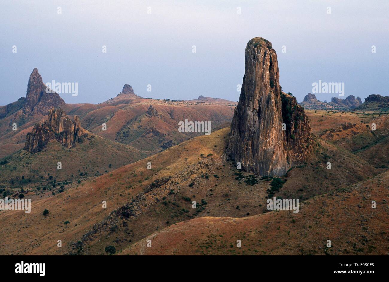 Mandara Mountains, a volcanic mountain range, near the village of ...