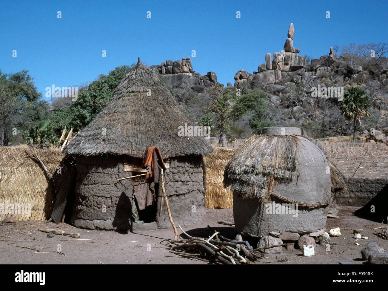 Huts in a village south of Maroua, Cameroon. Stock Photo