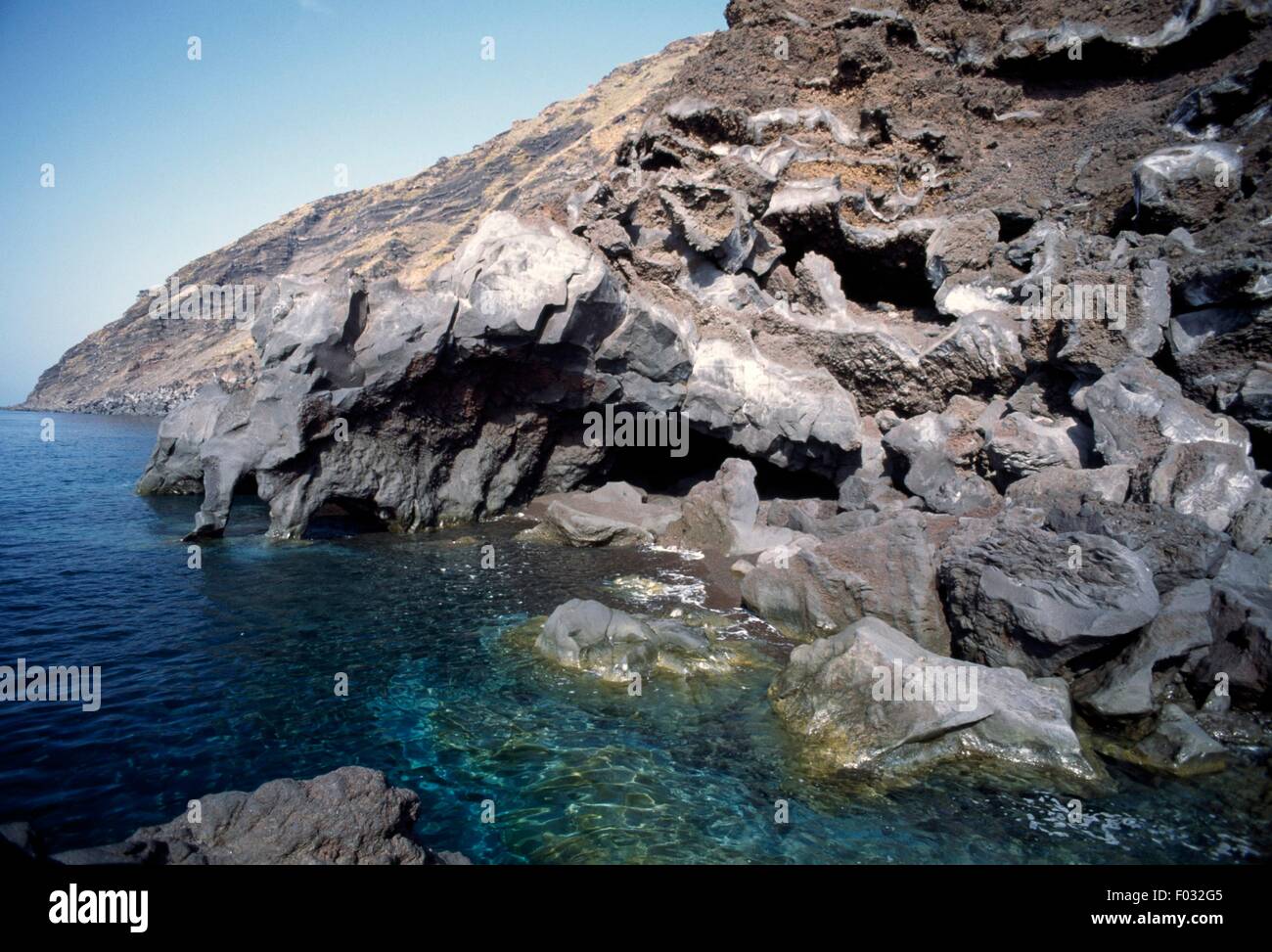 The Stream of Fire (Sciara del Fuoco), Stromboli, Aeolian Islands (UNESCO World Heritage List, 2000), Sicily, Italy. Stock Photo