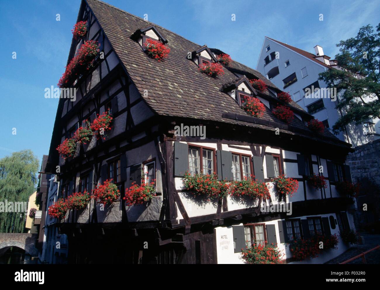 The Leaning House Schiefe Haus In The Ulm Fishing District Stock