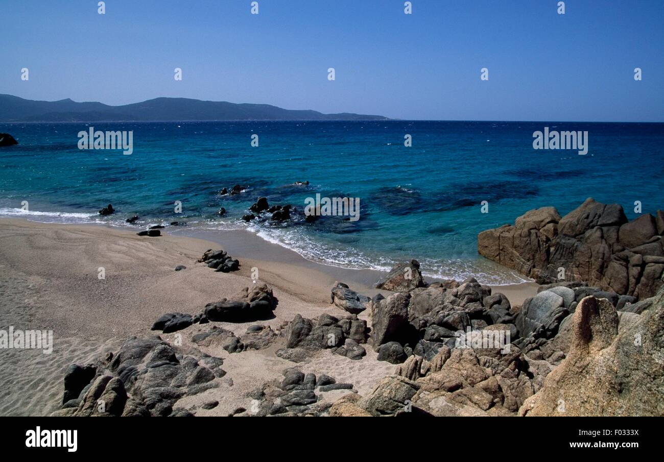 The coast of the Gulf of Valinco, Porto Pollo, Corsica, France. Stock Photo