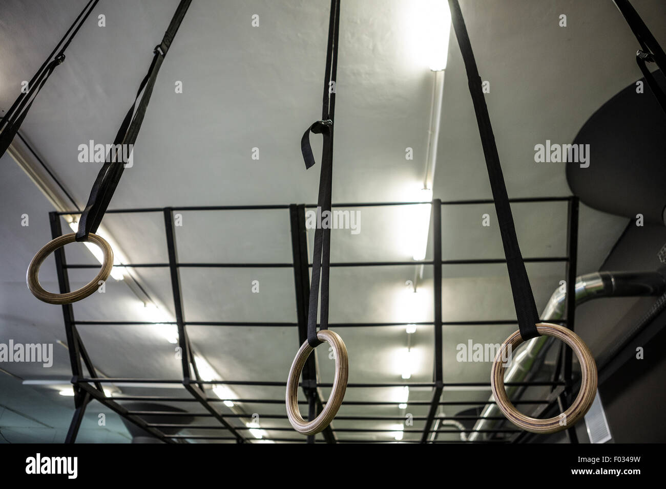 Gymnastic rings differentiating between height Stock Photo Alamy
