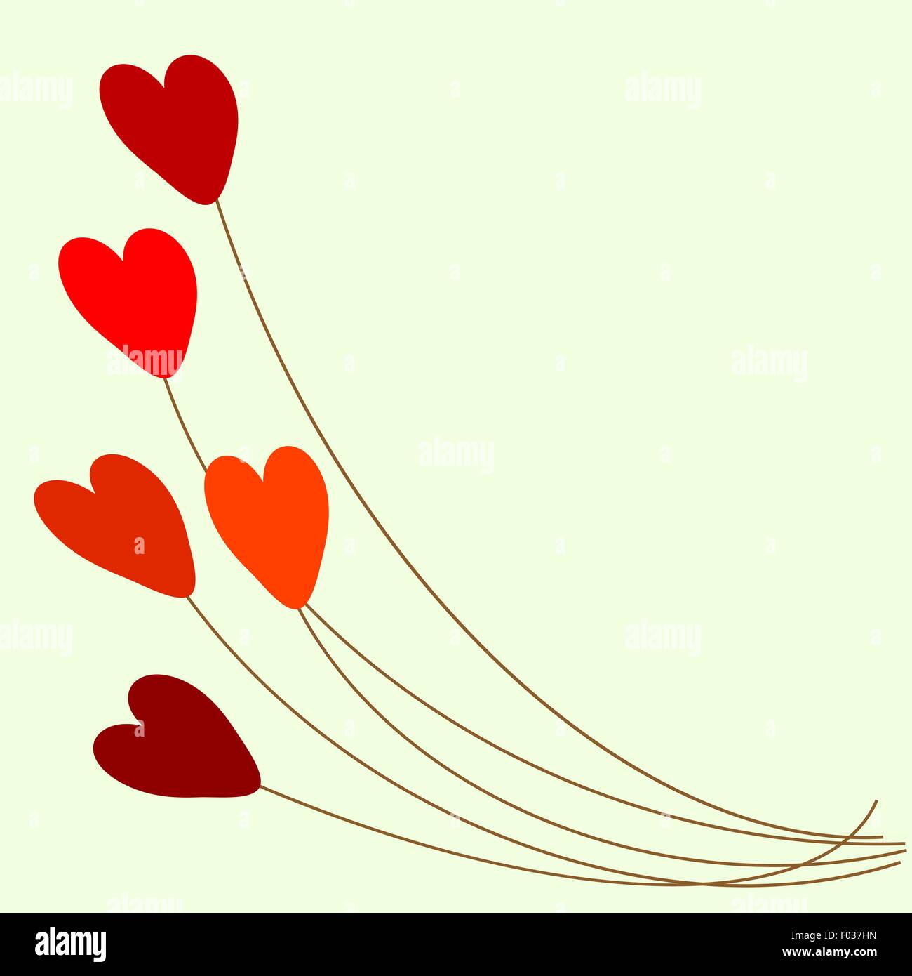 Red heart balloons romantic background love relationship Stock Vector ...