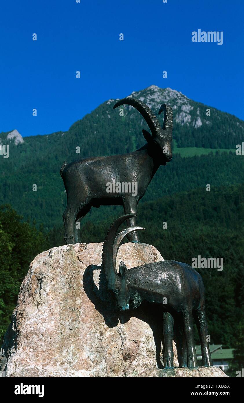 Statues of ibex, Berchtesgaden National Park (Nationalpark Berchtesgaden), Bavaria, Germany. Stock Photo