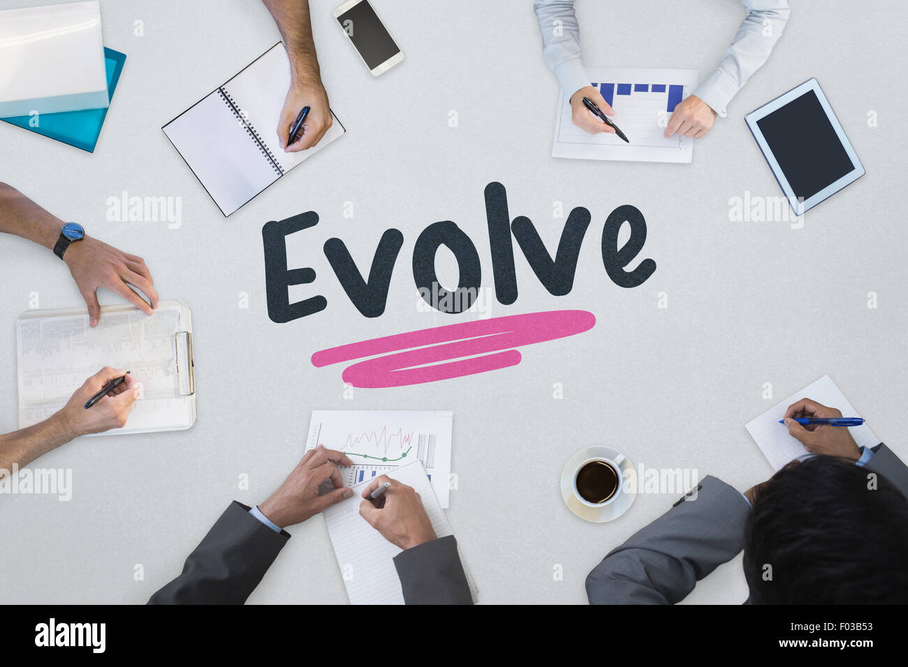 Evolve against business meeting Stock Photo