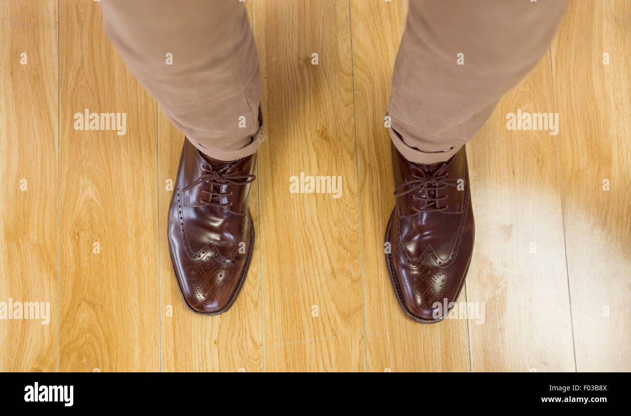 Overhead of mans dress shoes Stock Photo