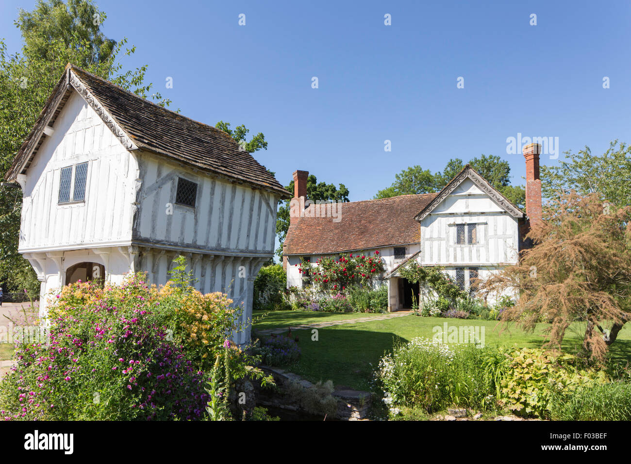 Summer at Lower Brockhampton Manor near Bromyard, Worcestershire, England, UK Stock Photo