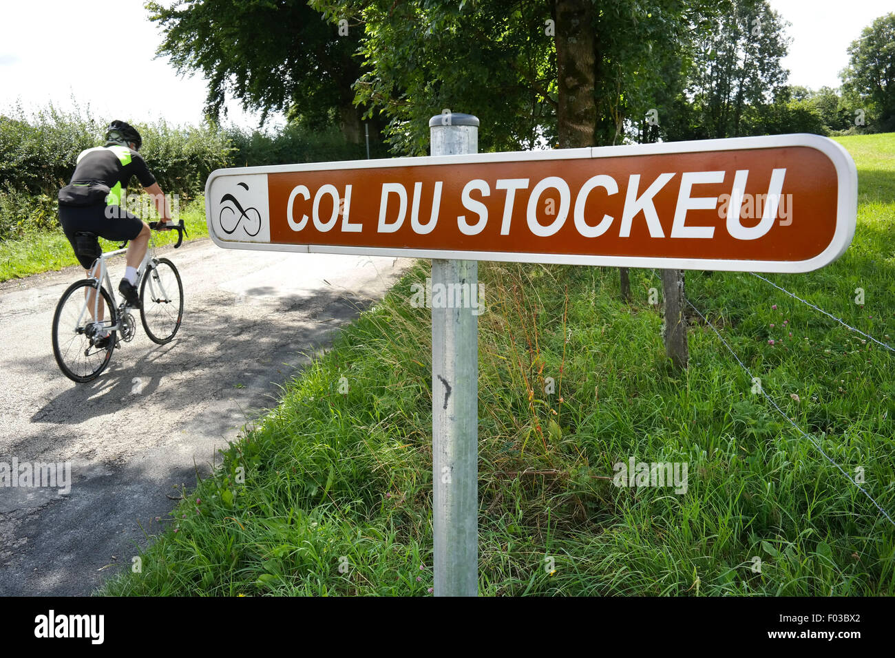 Sign board: Col du Stockeu on the top of the Stockeu ascent Stock Photo