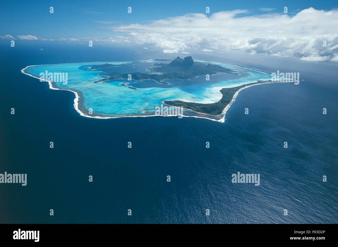 Aerial view of Bora Bora Island Society Islands, Leeward Islands