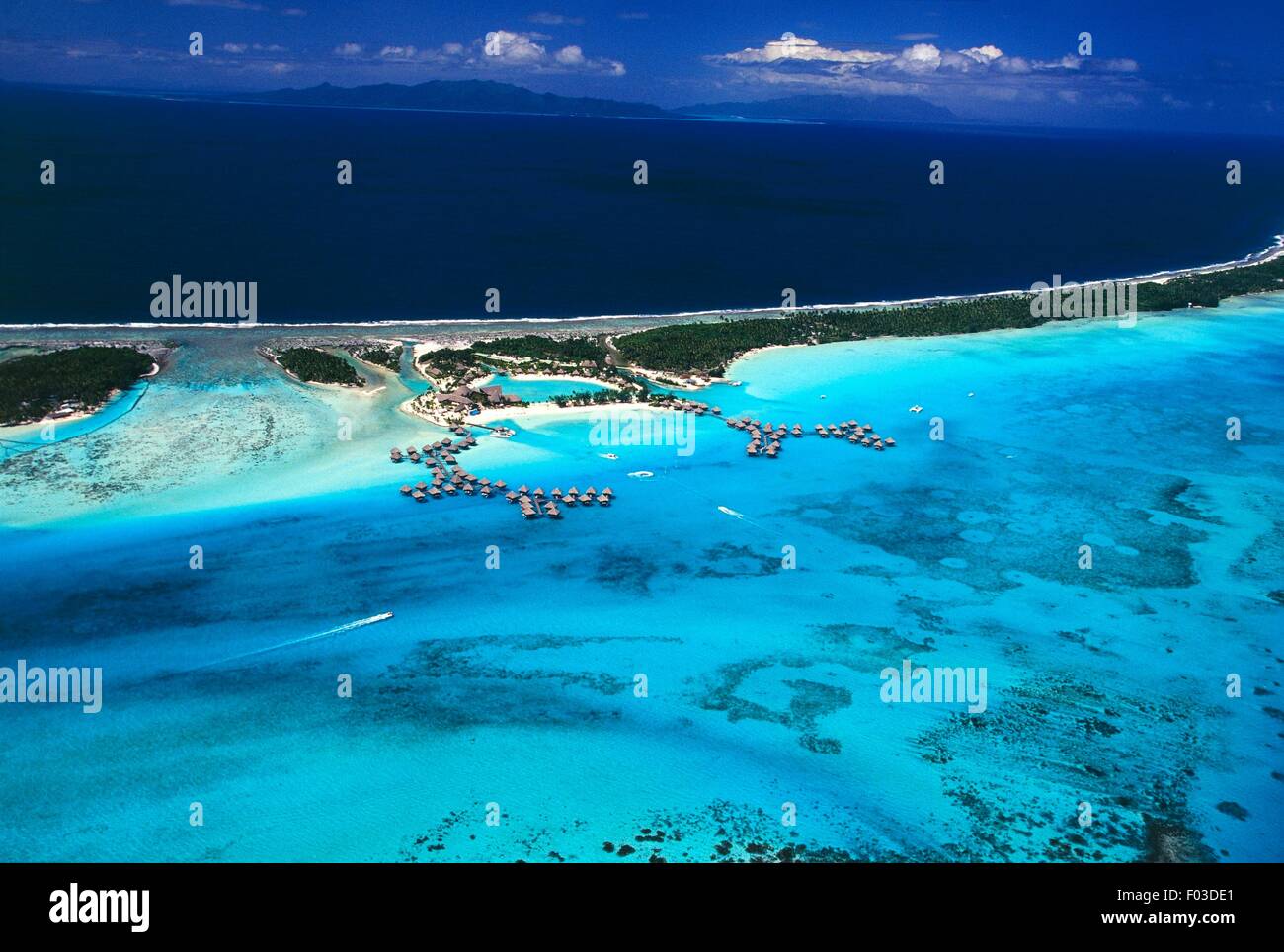 Aerial view of a hotel on Bora Bora Island Society Islands, Leeward