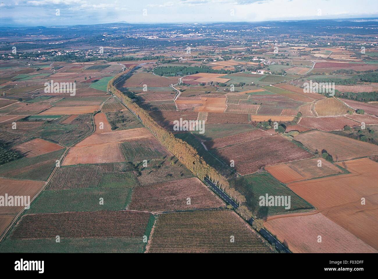Aerial view of rural landscape south of Sommieres - Languedoc-Roussillon, France Stock Photo
