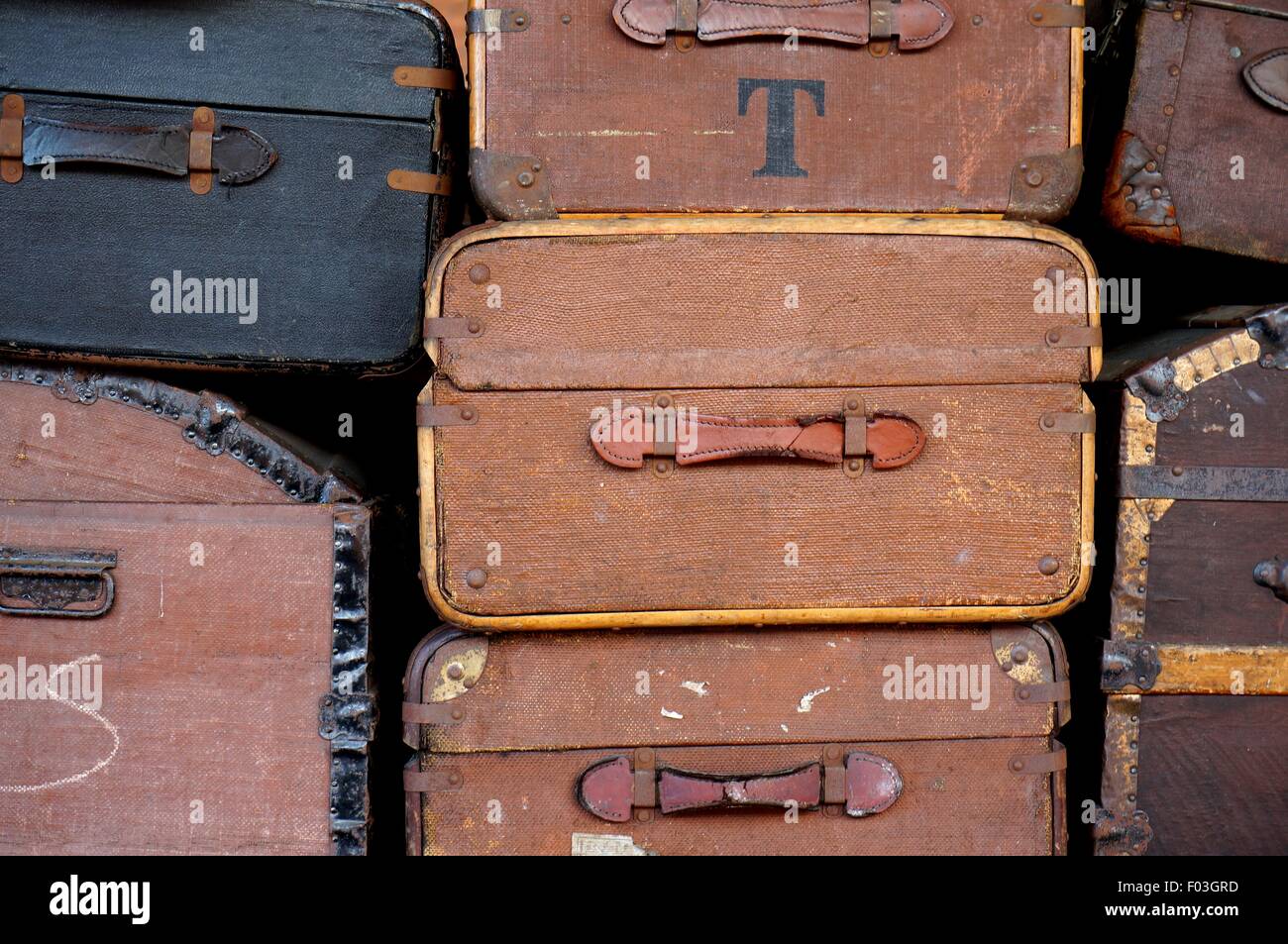 An old luggage trolley on the historical railway station in Bo'ness. Stock Photo