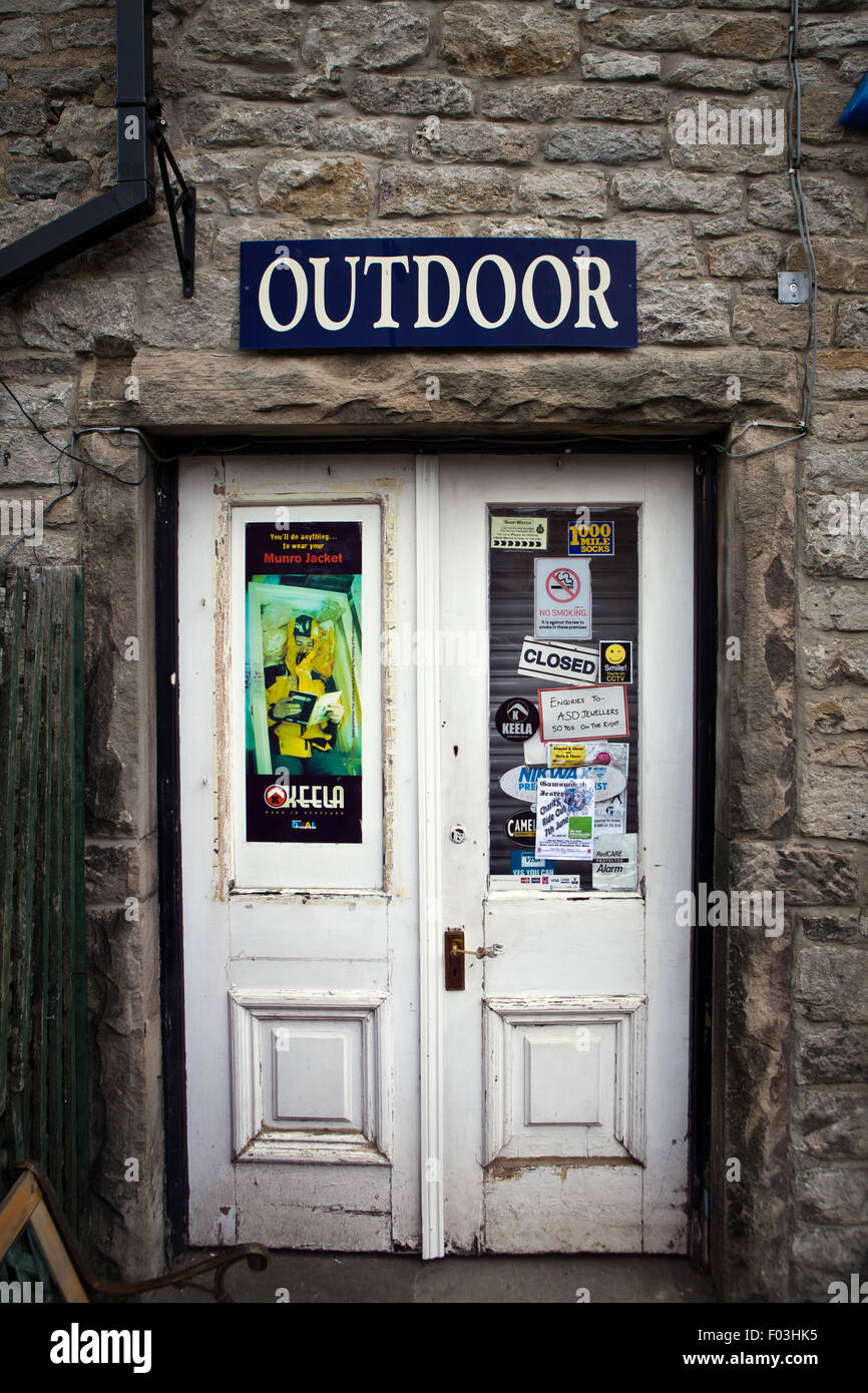 Exterior of Outdoor Camping Shop, Castleton, Derbyshire Stock Photo