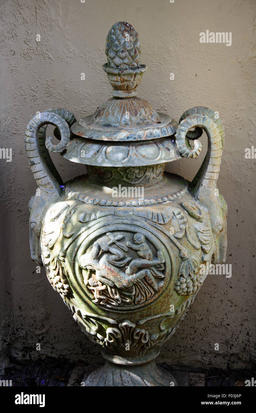 The Malvern Spring Show 2015 - detail of a beautiful garden urn Italian style, possibly Roman influence Stock Photo