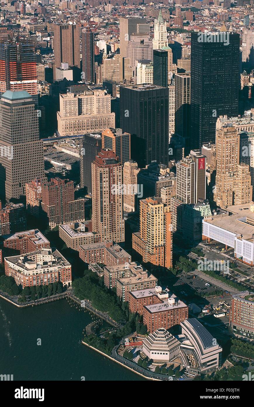 Aerial view of New York, Lower Manhattan, Ground Zero area United