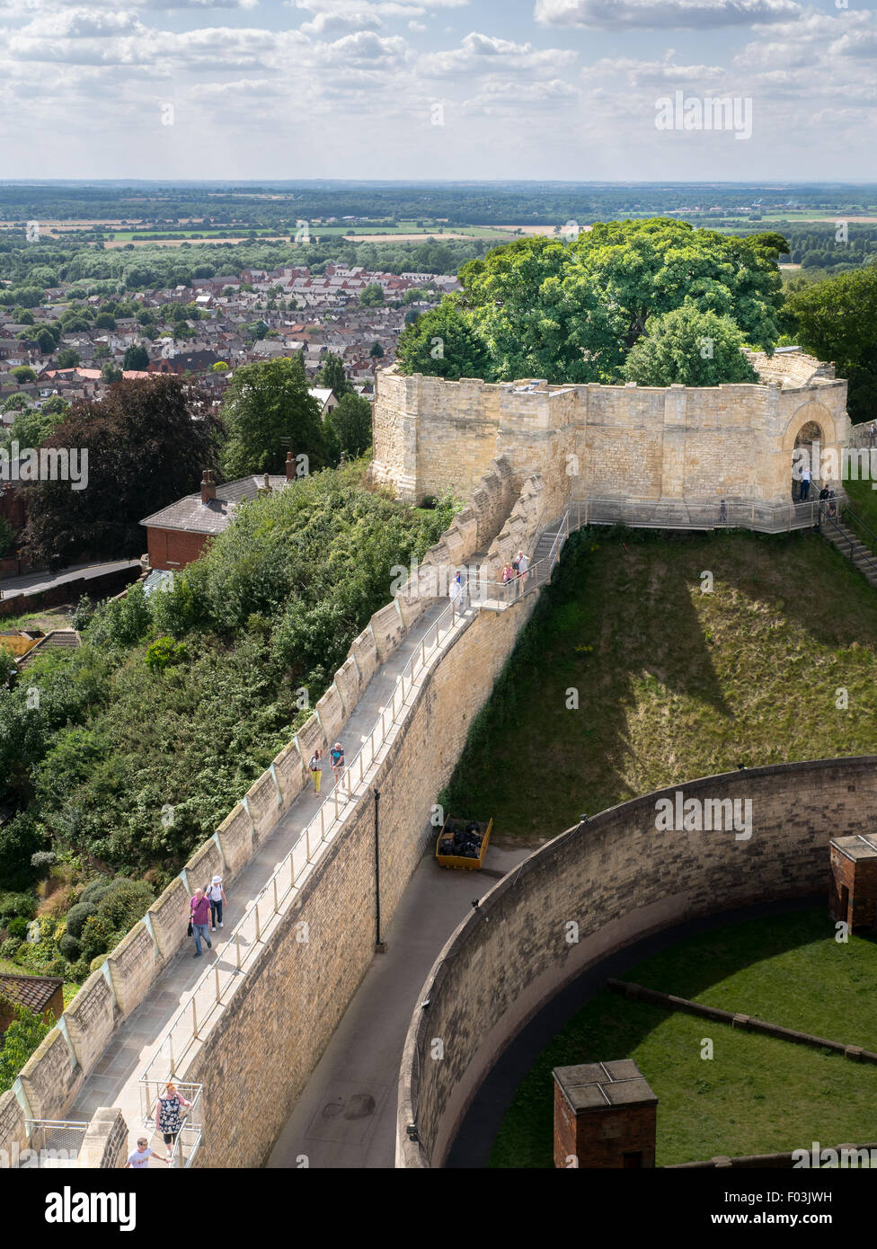 Rampart wall leading to the Lucy tower at Lincoln castle, England. Stock Photo