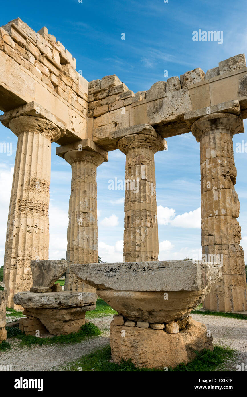 Italy, Sicily, Archaeological Park of the Greek polis of Selinunte, temple Stock Photo