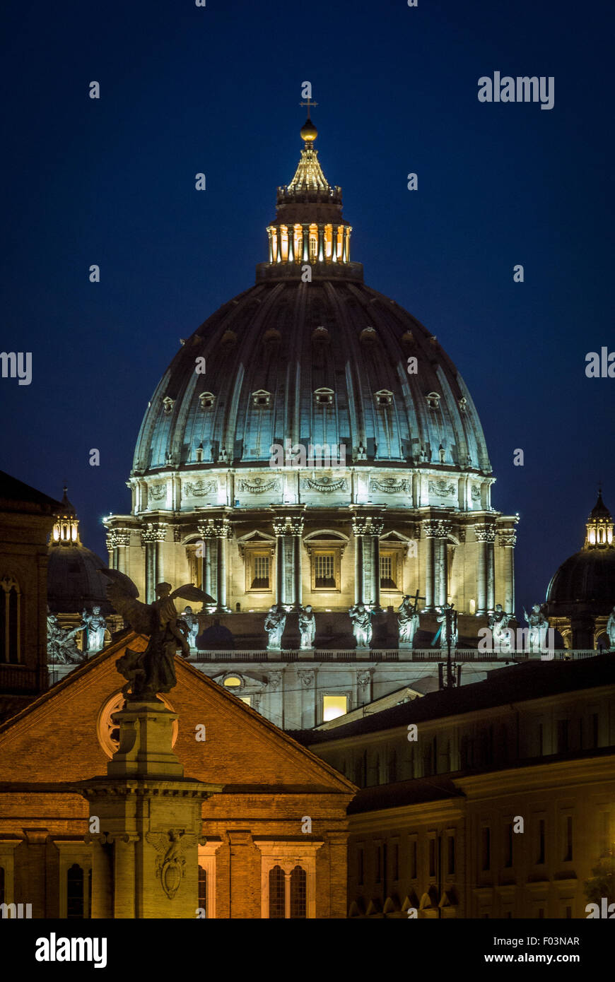 St Peter's Basilica. Vatican City at night, Rome. Italy. Stock Photo