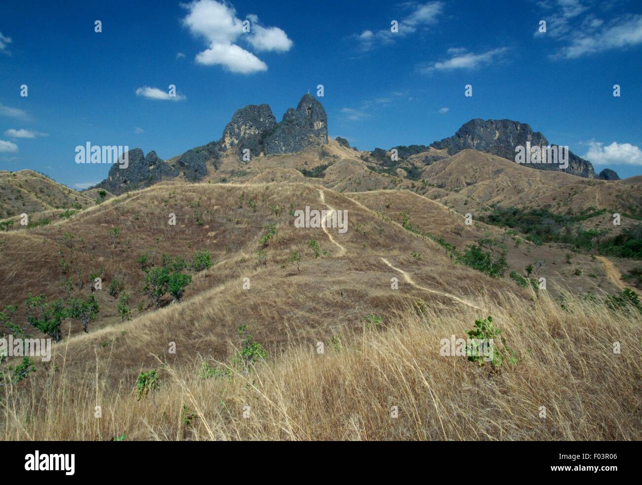 The Morros, rock formations declared natural monument in 1949, San Juan de los Morros, Guarico State, Venezuela. Stock Photo