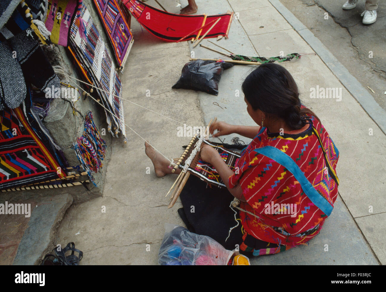 Woman weaving at the indigenous market, Oaxaca, Mexico Stock Photo Alamy