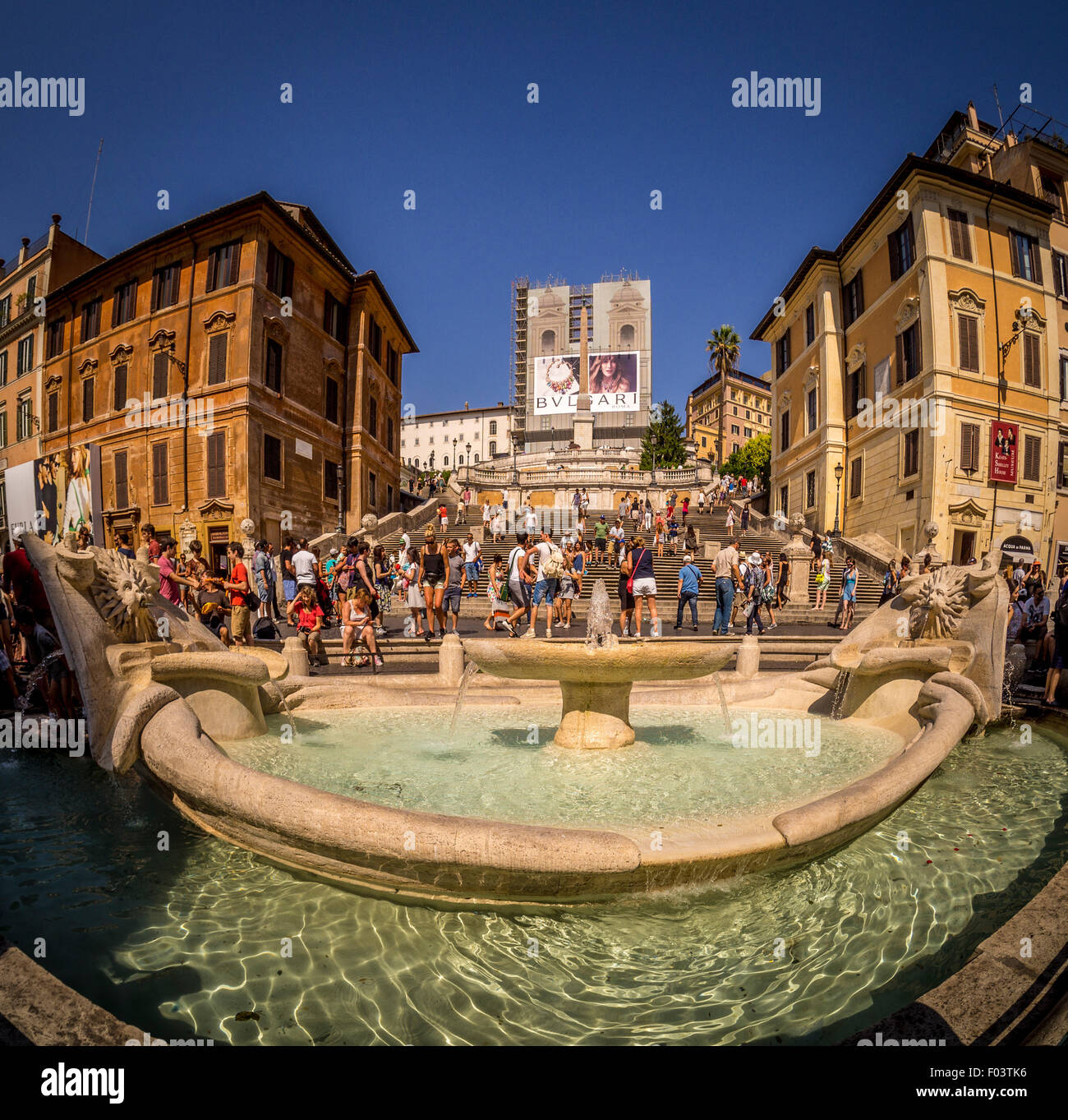 Fontana della Barcaccia at the base of the Spanish steps, Piazza di Spagna. Rome. Italy Stock Photo