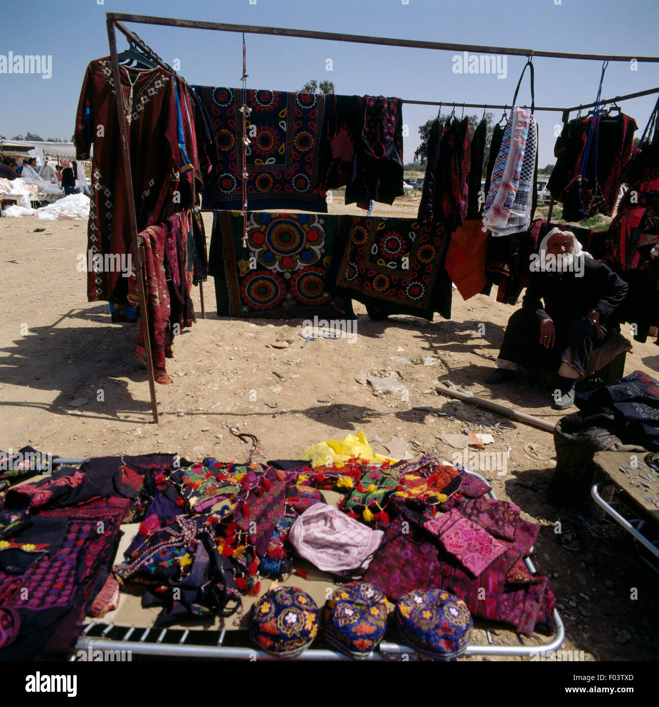 Clothes for sale in the Bedouin market of Beersheba, Israel Stock Photo