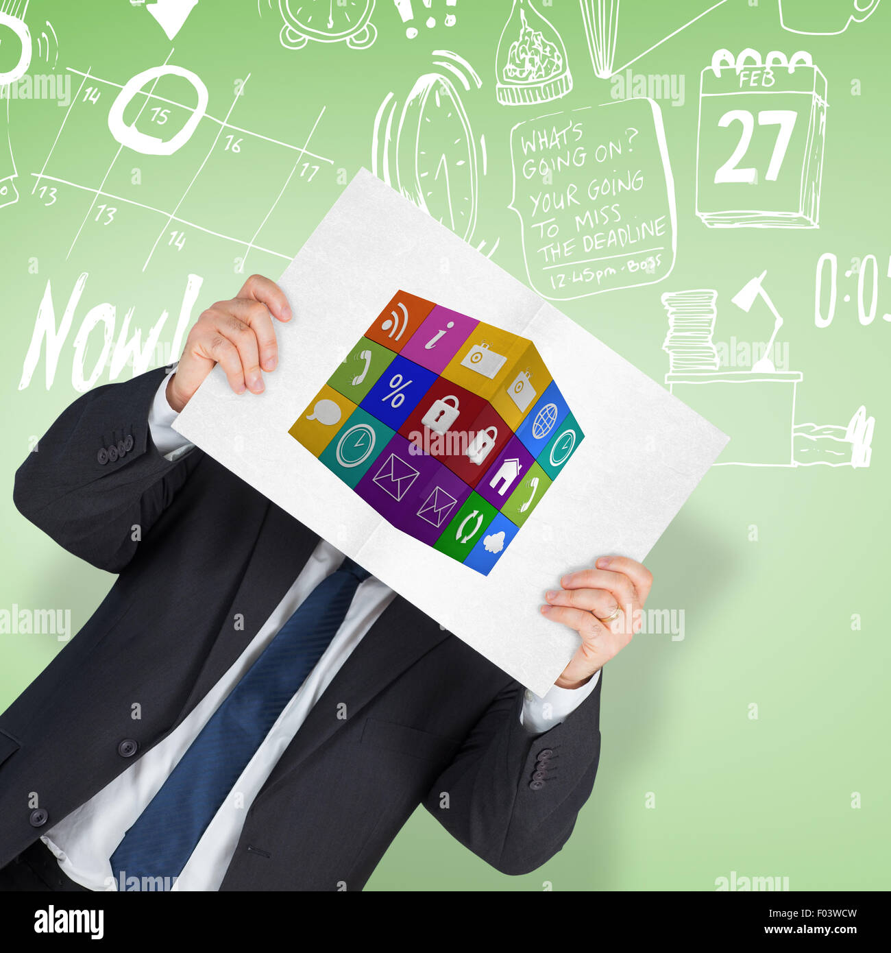 Composite image of mature businessman showing card Stock Photo